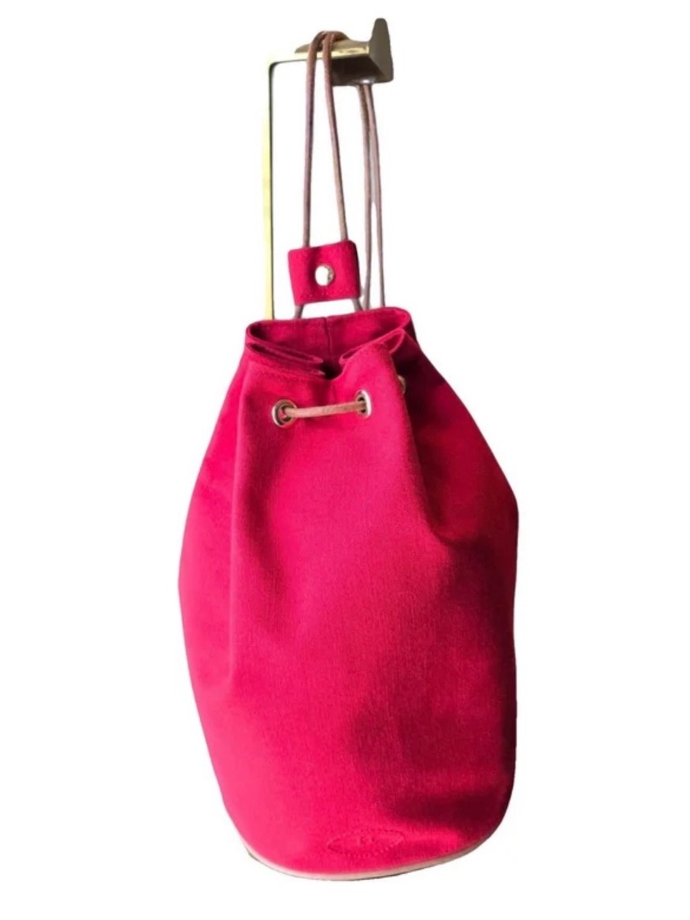 Hermès Polochon / Sperron d'Or Drawstring Bucket Backpack vibrant red/fuchsia